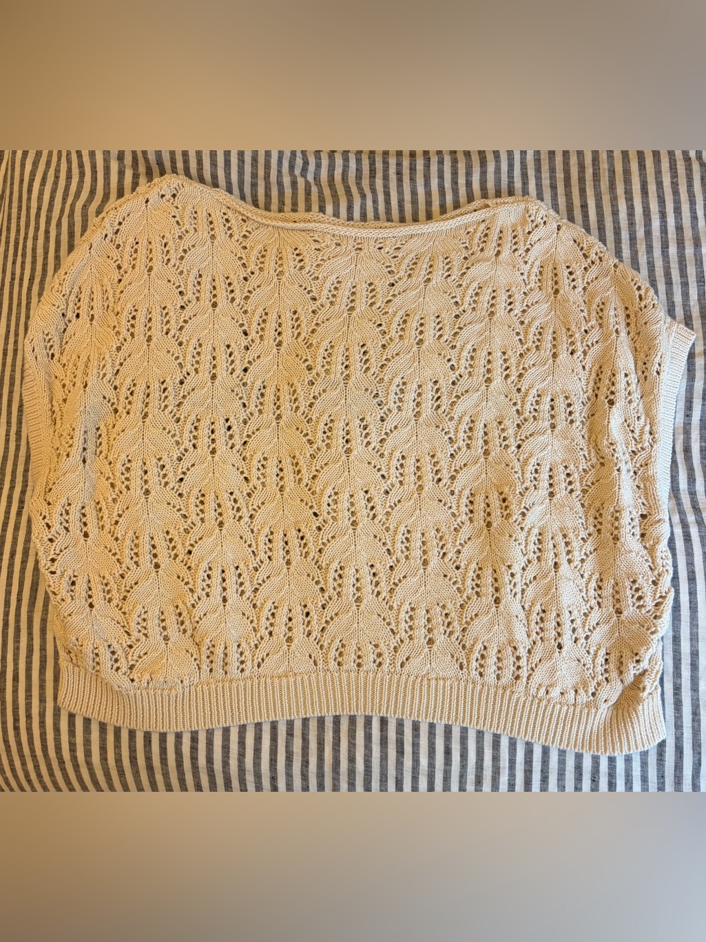 Curator Sf Pointelle “Rosey Top” Sweater In Biscuit